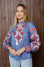 Embroidered shirt "Yaromyra" in jeans color with red ornament