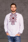 Men's embroidered shirt "Gordiy" in white with red ornament