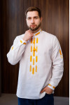 Men's embroidered shirt "Golden Meadows" in white