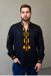 Men's embroidered shirt "Golden Meadows" in black
