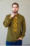 Men's embroidered shirt "Golden Meadows" in khaki color