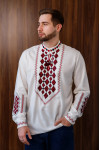 Men's embroidered shirt "Goryan" milky color