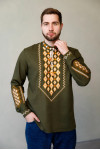Men's embroidered shirt "Goryan" in khaki color