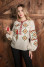 Embroidered shirt "Hutsulka" in melange color with red and green ornament