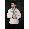 Men's embroidered shirt "Kozatska" in melange color with blue ornament