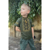 T-shirt for boys "Zoryanchik" khaki color with gold and black ornament