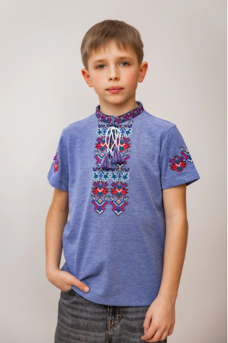 T-shirt for boys "Cossack" in denim color