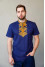 Indigo T-shirt "Bazhan" with gold ornament