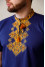 Indigo T-shirt "Bazhan" with gold ornament