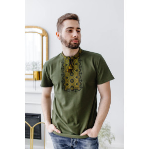 "Zorepad" t-shirt, khaki color with black and mustard ornament