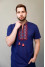 Indigo T-shirt "Zorepad" with red and white ornament