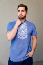 "Yarylo" T-shirt, jeans color with gray ornament