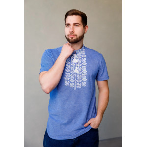 "Yarylo" T-shirt, jeans color with gray ornament