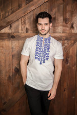 White "Yarylo" T-shirt with blue ornament