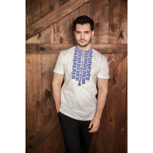 White "Yarylo" T-shirt with blue ornament