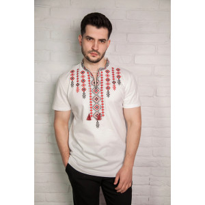 White T-shirt "Volodar" with red ornament