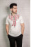 White T-shirt "Volodar" with red ornament