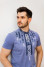 "Volodar" T-shirt in denim color with white and blue ornament