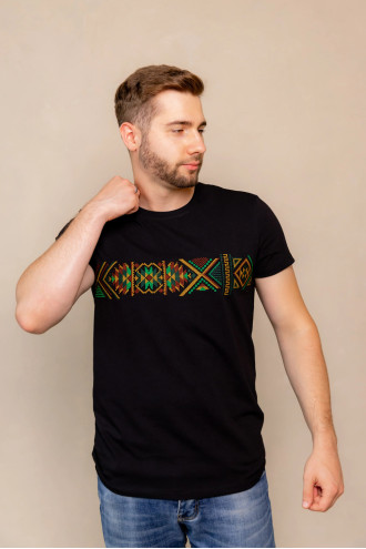 T-shirt "Petros" black with yellow ornament