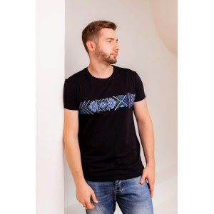 T-shirt "Petros" black with blue ornament