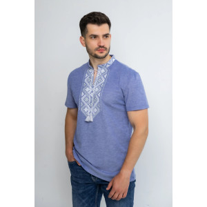 "Heritage" T-shirt in denim color with gray ornament
