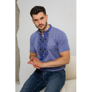 "Heritage" T-shirt in denim color with blue ornament