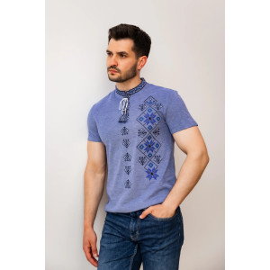 T-shirt "Svitoyar" in denim color with blue ornament