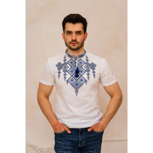 White "Titan" T-shirt with blue ornament
