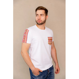 White T-shirt "Determination" with red ornament
