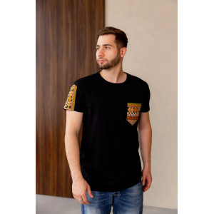 Black "Determination" T-shirt with orange ornament