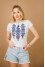 Embroidered T-shirt "Ellada" in white with blue ornament