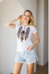 Embroidered T-shirt "Ellada" in white with golden ornament