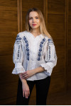 Embroidered shirt "Lucia" in white with blue ornament
