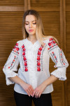 Embroidered shirt "Lucia" white with red ornament