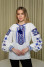 Embroidered shirt "Ruslana" in milk color with blue ornament