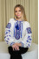 Embroidered shirt "Ruslana" in milk color with blue ornament