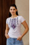 Embroidered T-shirt "Lavandula" in white with purple ornament