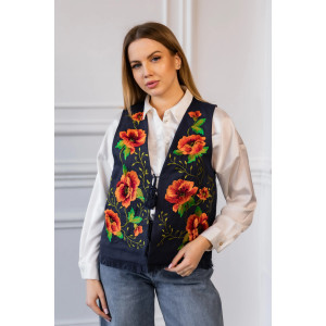 Жилетка «Маковія» темно-синього кольору