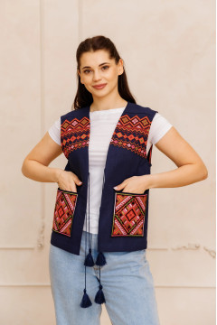 Жилетка «Верховина» темно-синього кольору