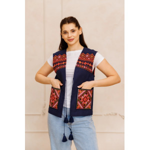 Жилетка «Верховина» темно-синего цвета