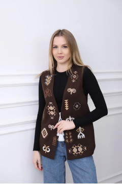 Chocolate-colored vest "Berestyanka"