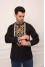 Чоловіча вишиванка «Яромир» чорного кольору з золотавим орнаментом