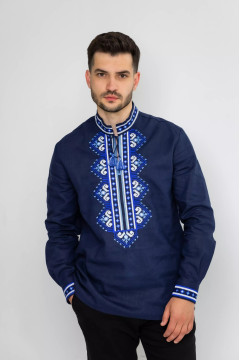 Чоловіча вишиванка «Богуслав» темно-синього кольору