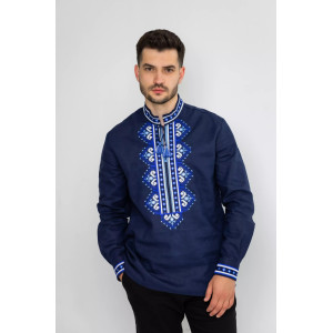 Men's embroidered shirt "Bohuslav" dark blue