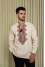 Men's embroidered shirt "Bohuslav" beige with cherry ornament