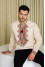 Men's embroidered shirt "Bohuslav" beige with cherry ornament