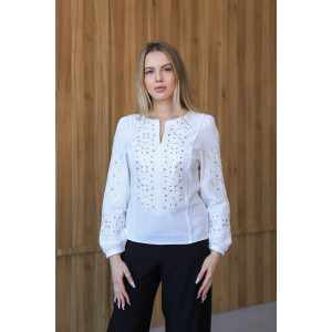 Вишиванка «Едельвейс» білого кольору з білим орнаментом