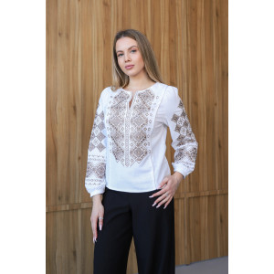 Вишиванка «Едельвейс» білого кольору з сірим орнаментом