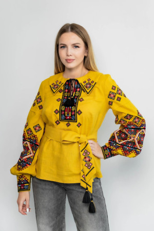 Вишиванка «Карпатська» гірчичного кольору