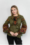 Вышиванка «Карпатська» цвета хаки